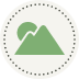 icono montañas verdes con un sol